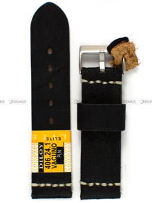Pasek skórzany do zegarka - Diloy 406.24.1 - 24 mm czarny