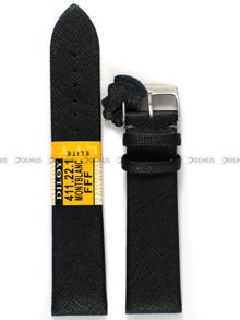 Pasek skórzany do zegarka - Diloy 411.22.1 - 22 mm czarny