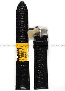 Pasek skórzany do zegarka - Diloy 412.20.1 - 20 mm czarny