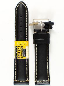 Pasek skórzany do zegarka - Diloy P354.22.1 - 22mm czarny