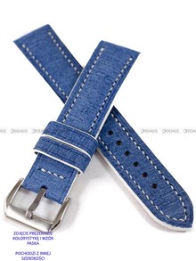 Pasek skórzany ręcznie robiony A. Kucharski Leather - Grattamacco - Blue/White - 16 mm