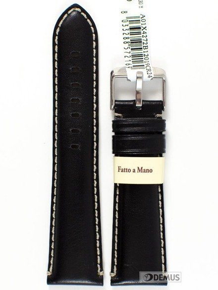 Pasek do zegarka skórzany - Morellato X4272B12019 24 mm czarny