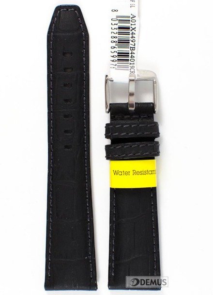 Pasek do zegarka wodoodporny skórzany - Morellato X4497B44019 22mm czarny