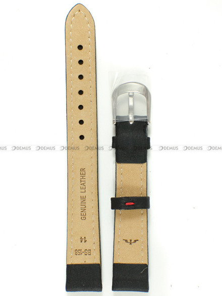 Pasek skórzany do zegarka Bisset - BS-158 - 14 mm - XL czarny