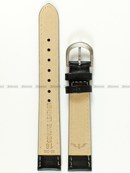 Pasek skórzany do zegarka Bisset - BS-202 - 16 mm czarny
