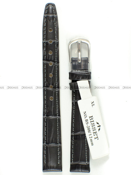 Pasek skórzany do zegarka Bisset - BS-208 - 12 mm - XL czarny