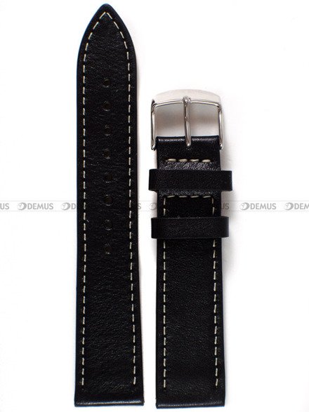 Pasek skórzany do zegarka Bisset BSCE75 - ABP/E75-Black-White - 20 mm czarny