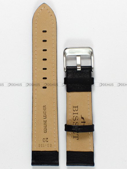 Pasek skórzany do zegarka Bisset - PB36.20.1.4 - 20 mm czarny
