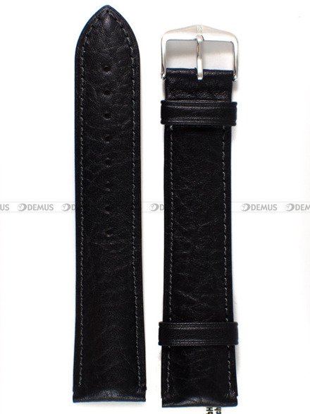 Pasek skórzany do zegarka - Camelgrain XL 01009250-2-22 - 22 mm czarny