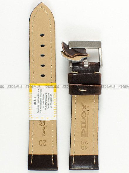Pasek skórzany do zegarka - Diloy 377.20.2 - 20 mm brązowy