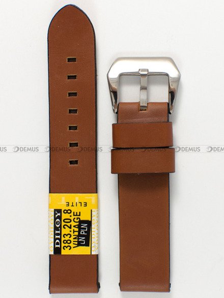 Pasek skórzany do zegarka - Diloy 383.20.8 - 20mm brązowy