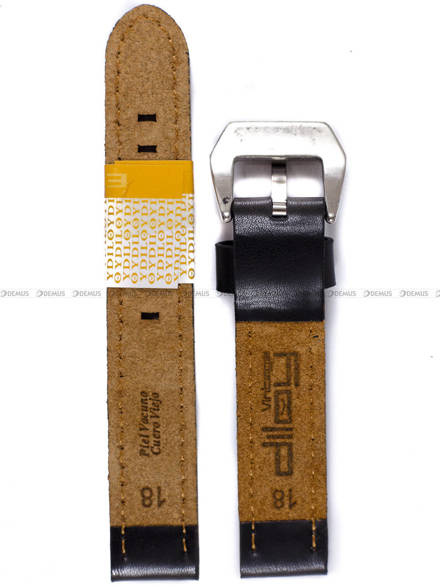 Pasek skórzany do zegarka - Diloy 384.18.1.22 - 18mm czarny