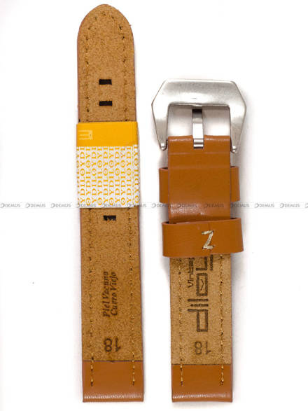 Pasek skórzany do zegarka - Diloy 384.18.3 - 18mm brązowy