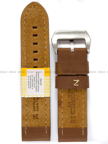 Pasek skórzany do zegarka - Diloy 384.24.3 - 24 mm brązowy