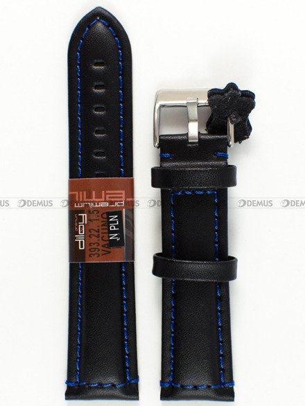 Pasek skórzany do zegarka - Diloy 393.22.1.5 - 22 mm czarny
