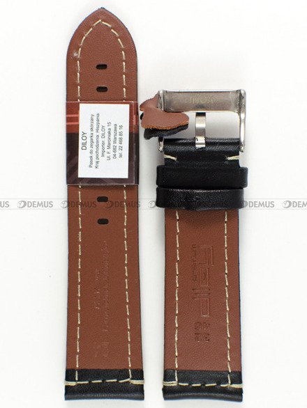 Pasek skórzany do zegarka - Diloy 393.24.1.22 - 24 mm czarny