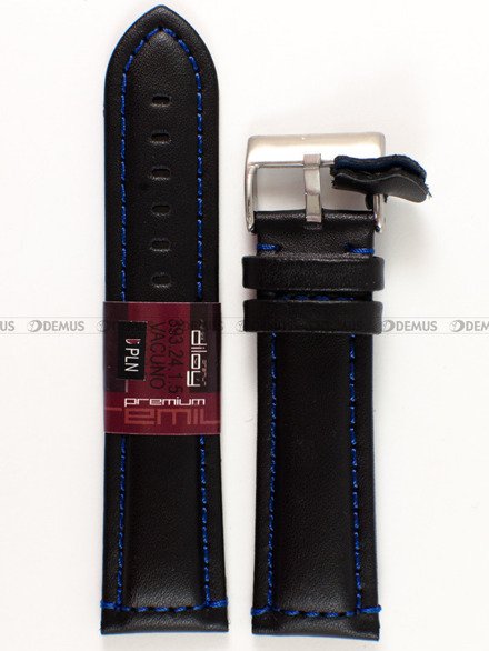Pasek skórzany do zegarka - Diloy 393.24.1.5 - 24 mm czarny