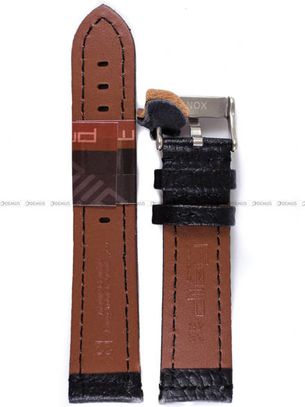 Pasek skórzany do zegarka - Diloy 394.22.1 - 22 mm czarny