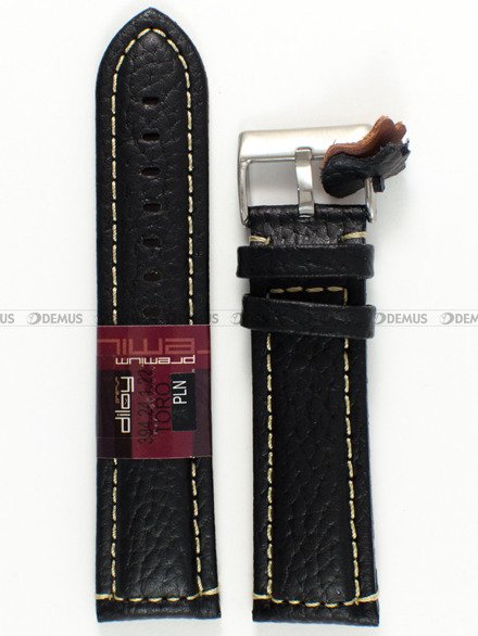 Pasek skórzany do zegarka - Diloy 394.24.1.22 - 24 mm czarny