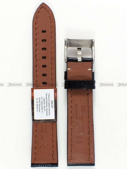 Pasek skórzany do zegarka - Diloy 395.20.1.22 - 20 mm czarny