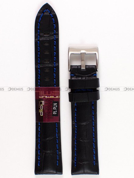 Pasek skórzany do zegarka - Diloy 395.20.1.5 - 20 mm czarny