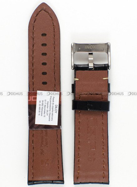 Pasek skórzany do zegarka - Diloy 395.24.1.22 - 24 mm czarny