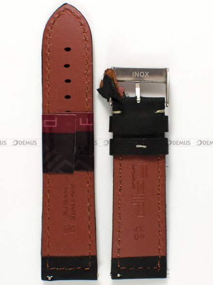 Pasek skórzany do zegarka - Diloy 396.24.1 - 24 mm czarny