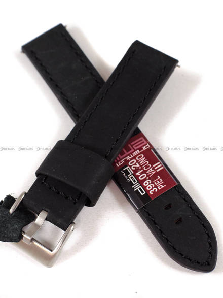 Pasek skórzany do zegarka - Diloy 399.20.1 - 20 mm czarny