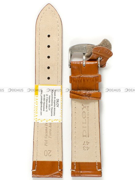 Pasek skórzany do zegarka - Diloy 402.20.3 - 20 mm brązowy