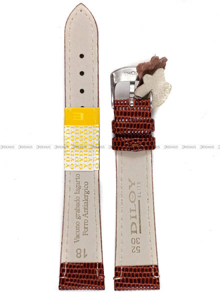 Pasek skórzany do zegarka - Diloy 407.18.8 - 18 mm