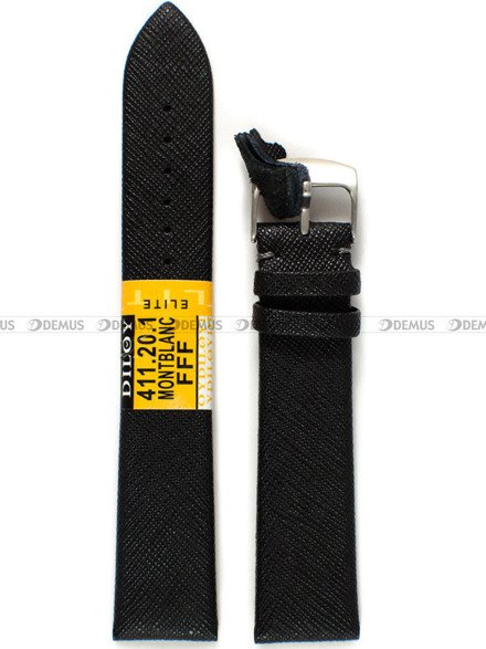 Pasek skórzany do zegarka - Diloy 411.20.1 - 20 mm czarny