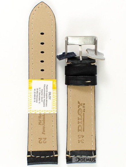 Pasek skórzany do zegarka - Diloy P354.22.1 - 22mm czarny