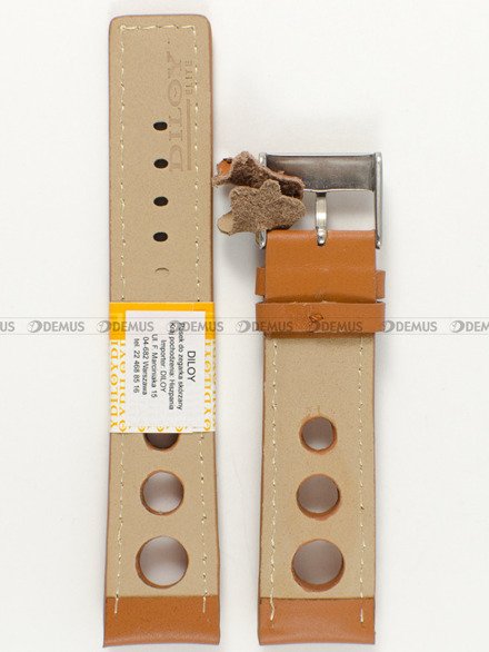 Pasek skórzany do zegarka - Diloy P355.22.23 - 22 mm brązowy