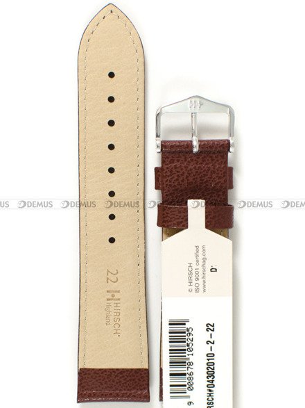 Pasek skórzany do zegarka - Hirsch Highland 04302010-2-22 - 22 mm brązowy