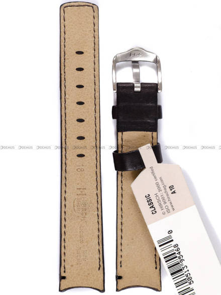 Pasek skórzany do zegarka - Hirsch Medici L W 127006-10-18 - 18 mm czarny