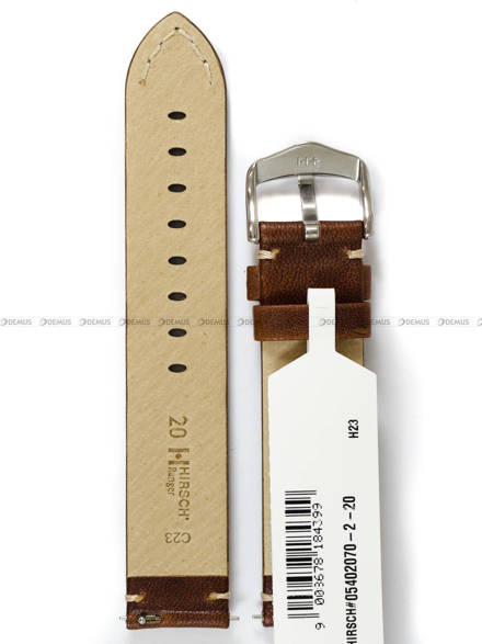 Pasek skórzany do zegarka - Hirsch Ranger 05402070-2-20 - 20 mm brązowy