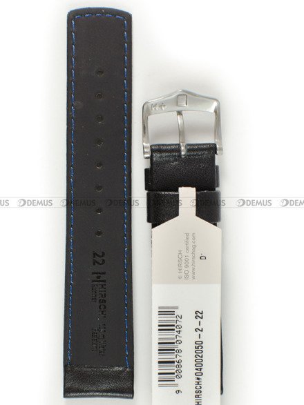 Pasek skórzany do zegarka - Hirsch Runner 04002050-2-22 - 22 mm czarny