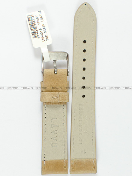 Pasek skórzany do zegarka - LAVVU LSAUD18 - 18 mm brązowy