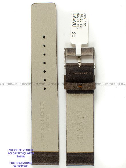 Pasek skórzany do zegarka - LAVVU LSCUC22 - 22 mm brązowy