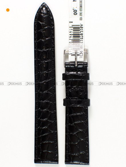 Pasek skórzany do zegarka - Morellato A01U0751376019CR16 16 mm czarny