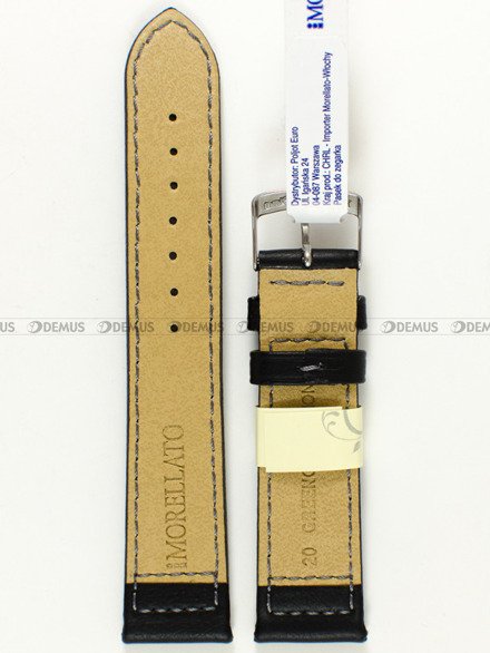 Pasek skórzany do zegarka - Morellato A01X4472A39019CR20 - 20 mm czarny