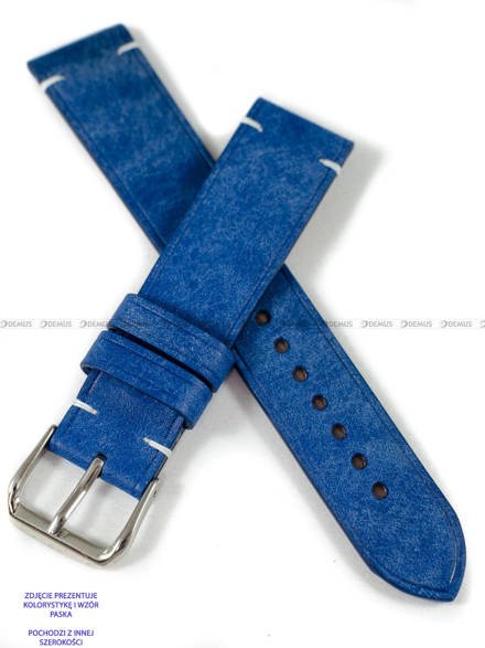 Pasek skórzany ręcznie robiony A. Kucharski Leather - Conceria Il Ponte Maya Simple - blue/white 22 mm