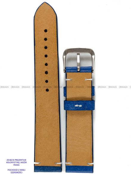Pasek skórzany ręcznie robiony A. Kucharski Leather - Conceria Il Ponte Maya Simple - blue/white 28 mm