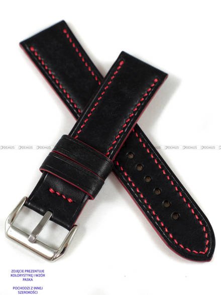 Pasek skórzany ręcznie robiony A. Kucharski Leather - Conceria Il Ponte Maya - black/red 24 mm