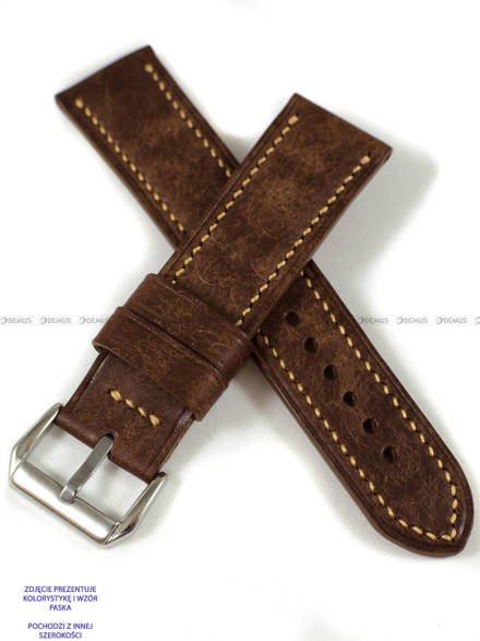 Pasek skórzany ręcznie robiony A. Kucharski Leather - Conceria Il Ponte Maya - chocolate/earthyyellow 32 mm