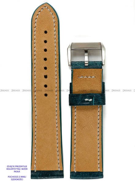 Pasek skórzany ręcznie robiony A. Kucharski Leather - Conceria Il Ponte Maya - turquoise/white 18 mm
