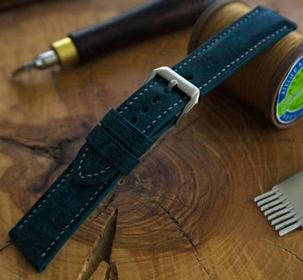 Pasek skórzany ręcznie robiony A. Kucharski Leather - Conceria Il Ponte Maya - turquoise/white 20 mm