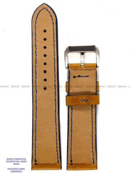 Pasek skórzany ręcznie robiony A. Kucharski Leather - Conceria Il Ponte Wax - pumpkin/navy 32 mm
