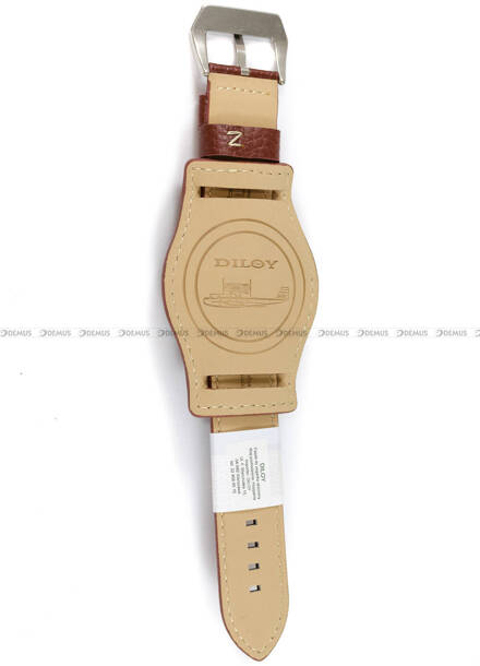Pasek skórzany z podkładką do zegarka - Diloy 386.24.9 - 24 mm brązowy
