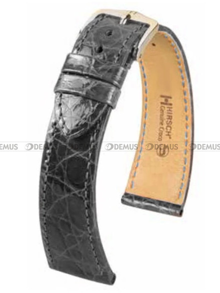 Pasek ze skóry krokodyla do zegarka - Hirsch Genuine Croco  18920850-1-18 - 18 mm czarny